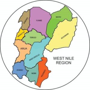 The map of West Nile region