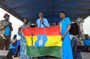 Amuriat speaking during the FDC rally in Arua City on Saturday