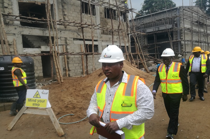 Lt. Niwamanya leads Justice Byabakama 2nd and other EC and Arua City officials during the site inspection on Friday