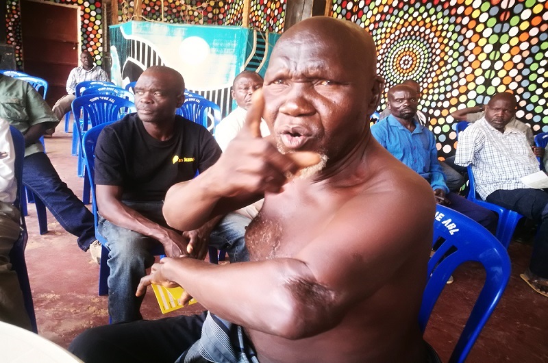 One of the Kony war victims in West Nile showing some of the bullet wounds he sustained during the Kony war