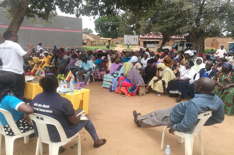 Lubanda expressing a point to Arua mother city SACCO members during the training on Sunday Photo Credit Andrew Cohen Amvesi