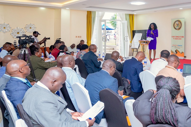 Minister Anite while addressing some of the leaders in West Nile during the budget consultative meeting at Hotel Confidentiel on Monday