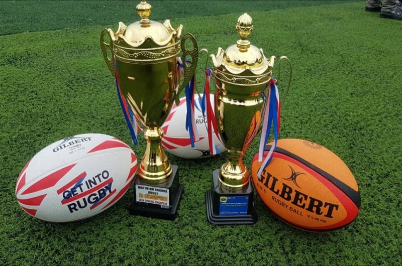 The trophies won by the Nile Leopardess Rugby team. Photo Credit Andrew Cohen Amvesi