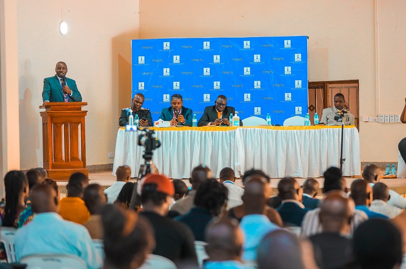 Kagumire while speaking to stakeholders at Tropical Suites hotel in Arua City on Tuesday