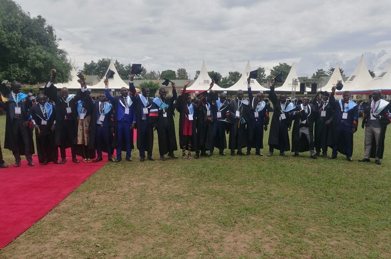 Muni University graduates celebrating during their recent graduation ceremony. Photo Credit_ Andrew Cohen Amvesi