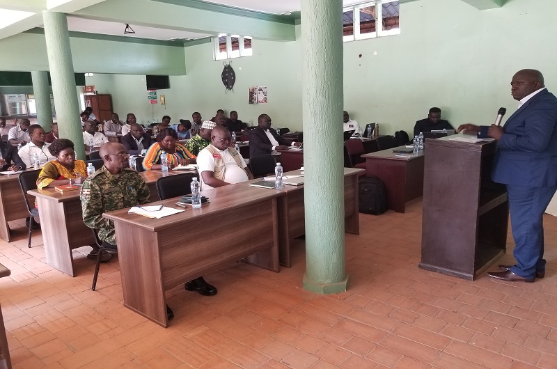 David Kyasanku, the Arua City Clerk speaking to stakeholders during Arua City's dissemination meeting on Thursday