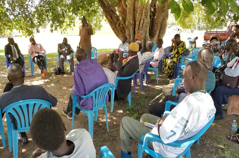 Aderibo speaking shortly after the foiled demonstration at Onduparaka on Monday. Photo Credit Andrew Cohen Amvesi