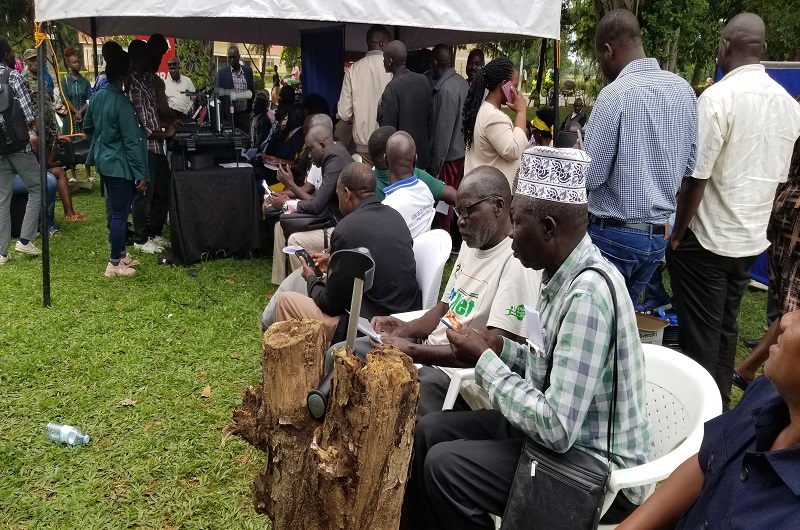 Locals waiting to renew their national IDs shortly after the official launch of the exercise in Arua City on Tuesday