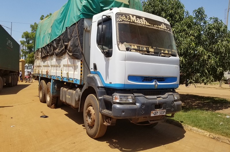 One of the fish trucks destined for Arua being held at Elegu for three days