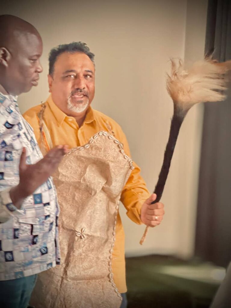 Hon. Masaba Muhamood warmly welcome(left) Sanjay Tanna (RIght)