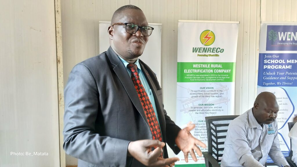 Akuma Moses Odims, the E.D WENDA addressing the stakeholders on the School Monitoring Program