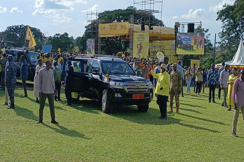 President Museveni on arrival for the rally in Arua city on Monday