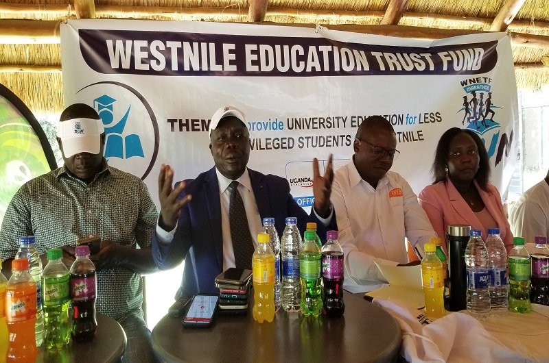 Assoc. Prof. Simon Katrini Anguma addresses journalists as Atiku (L), Ejiku (2R) and Badaru (R) look on Photo Credit, Andrew Cohen Amvesi