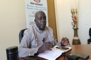 Assoc. Prof. Simon Katrini Anguma while addressing journalists on the upcoming graduation ceremony