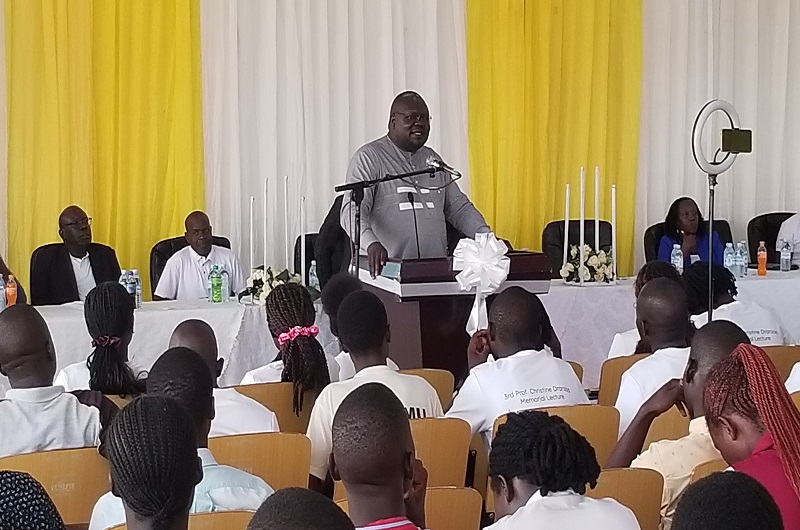 Eng. Joel Aita speaking during the 3rd Prof. Christine Dranzoa memorial lecture on Friday