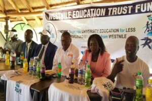 Matua (R) stresses a point during the WNETF marathon launch press briefing on Wednesday. Photo Credit, Andrew Cohen Amvesi