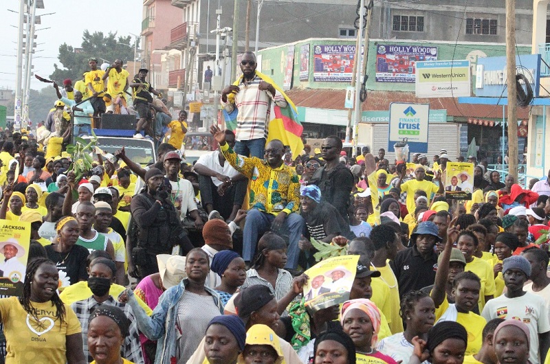 Part of the crowd that escorted Atima through Arua City center on Saturday