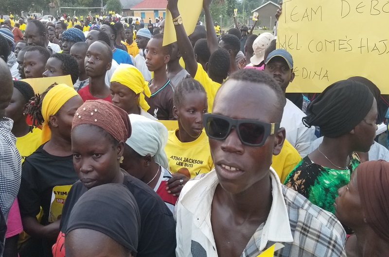 Debo's team that crossed to MP Atima's camp welcoming Hajjat Medina to Mvara ward before she officially received them on Friday. Photo Credit, Andrew Cohen Amvesi