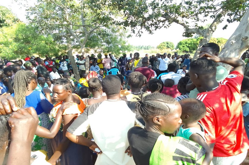 Eng. Tiyo (C) speaking to his voters in Ombaci ward on Saturday.