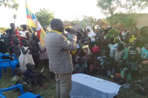 Eng. Tiyo while addressing one of his rallies in Ombaci ward on Saturday
