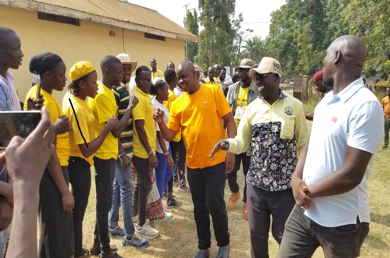 Arua City youth leaders welcoming Minister Balaam for their meeting on Monday. Photo Credit, Andrew Cohen Amvesi