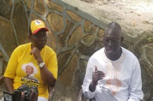 MP Atima expresses a point as Bakoko looked on during the press conference on Sunday. Photo Credit, Andrew Cohen Amvesi