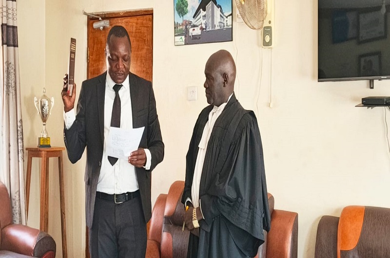 Samuel Ondoma while taking oath as the new Arua City Land Board Chairperson on Wednesday