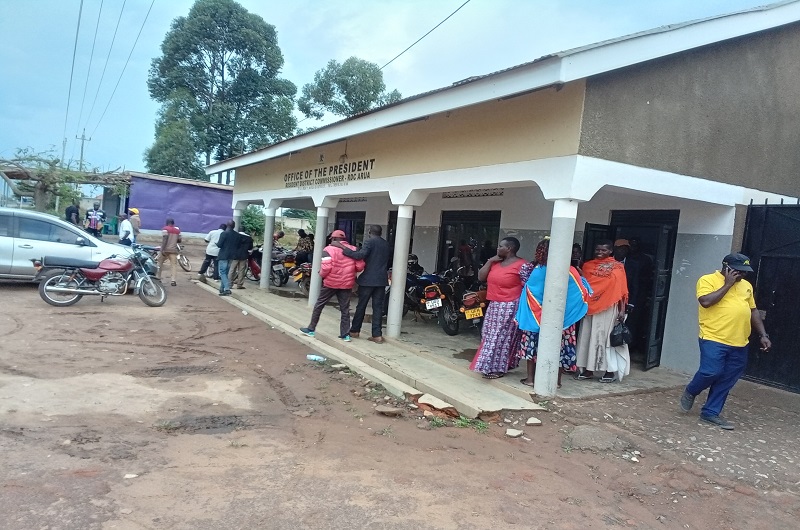 Some of the aggrieved NRM members at the RDC's office shortly after their meeting on Tuesday
