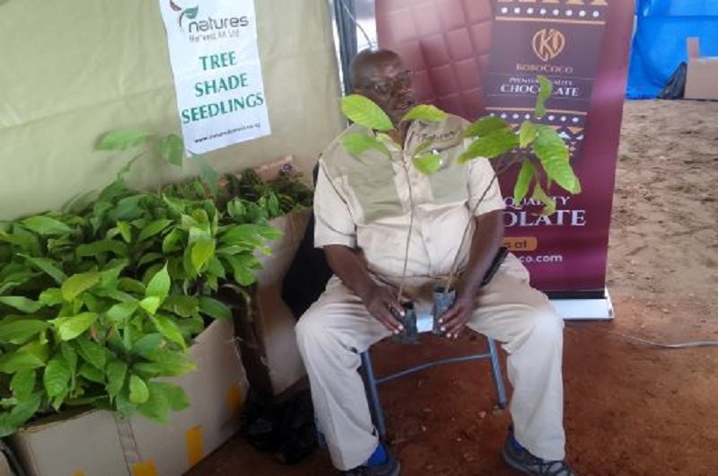 Ambassador James Baba durng the West Nile agribusiness and clean energy exhibition. Photo Credit; Richard Drasimaku