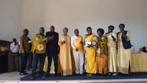Group Photo with the NRM leaders at the secretariat, members of Parliament and local leaders