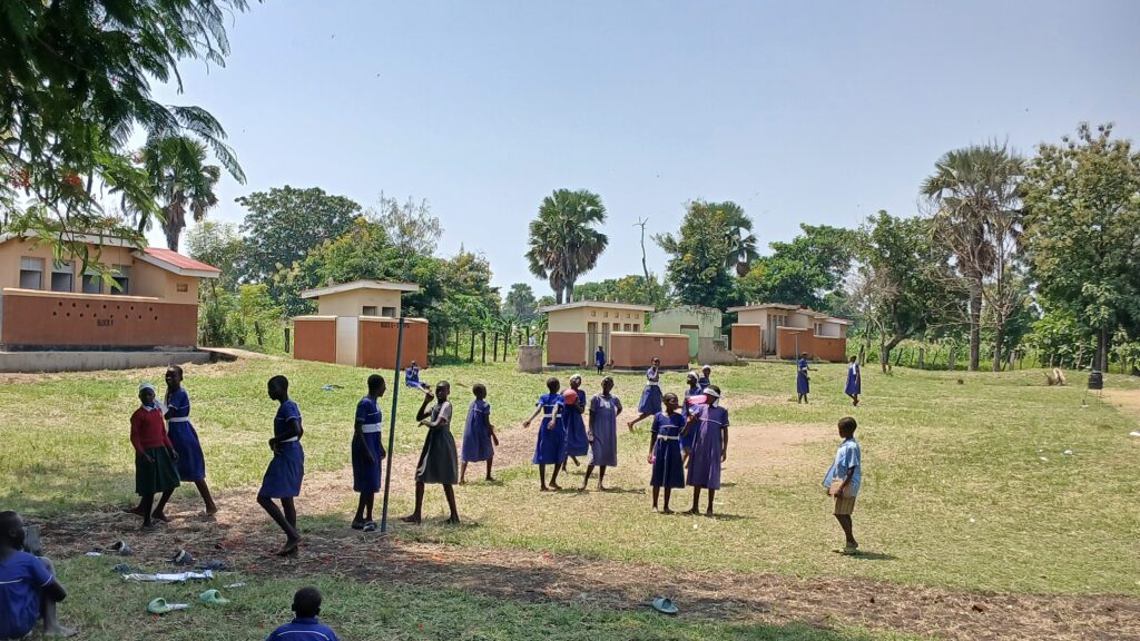 School girls playing during break time in Belameling primary school in Palorinya Refugee settlementin Obongi district