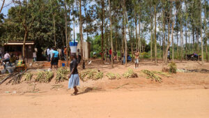 Women entrepreneurs selling food items such as sugarcanes and tea for the traders