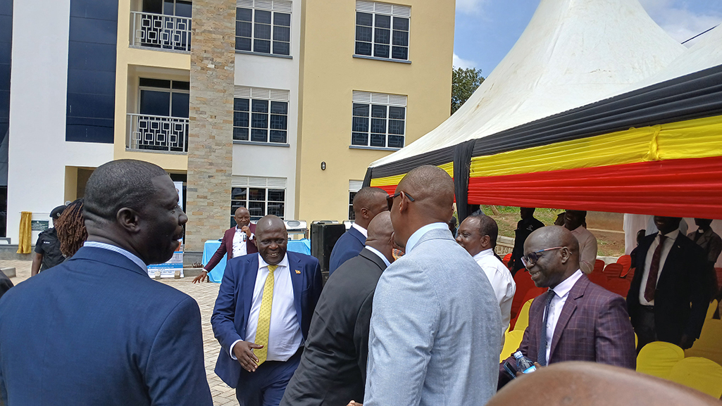 The Members of Parliament interacting with the local leaders and hospital staff after the commissioning. Photo by Matata Benzamin