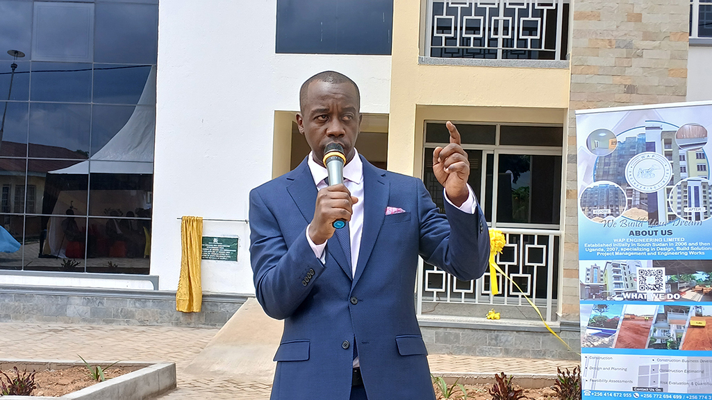 The Minister of State for Health in charge of Primary Health Care, Dr. Charles Ayume, speaking during the commissioning event. Photo by Matata Benzamin