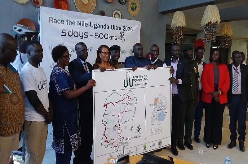 The officials from the Ministry of Tourism together with stakeholders in West Nile region officially launching Race The Nile on Tuesday evening. Photo Credit; Benjamin Matata