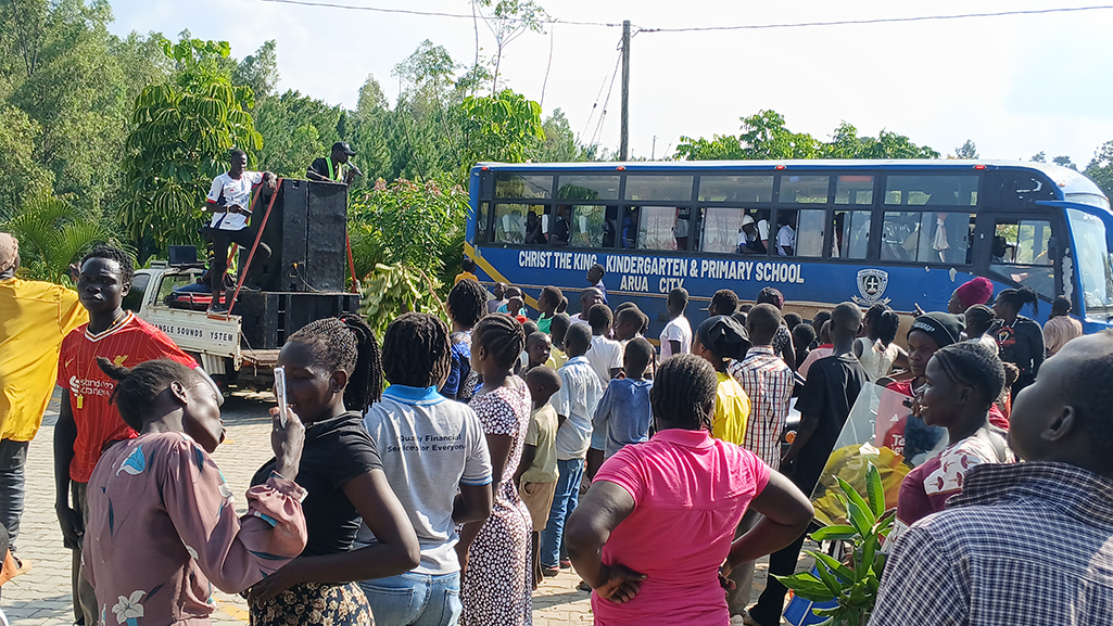 The students, school officials, parents and supporters joined the team in celebrating the win in Arua city on Monday. Photo by Matata Benzamin