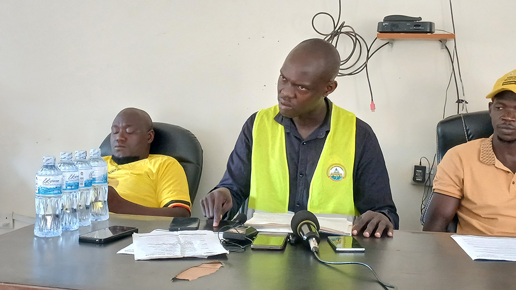 Yusuf Rashid Kube, the NRM Chairperson Arua Central Division addressing the press last Saturday Photo by Matata Benzamin