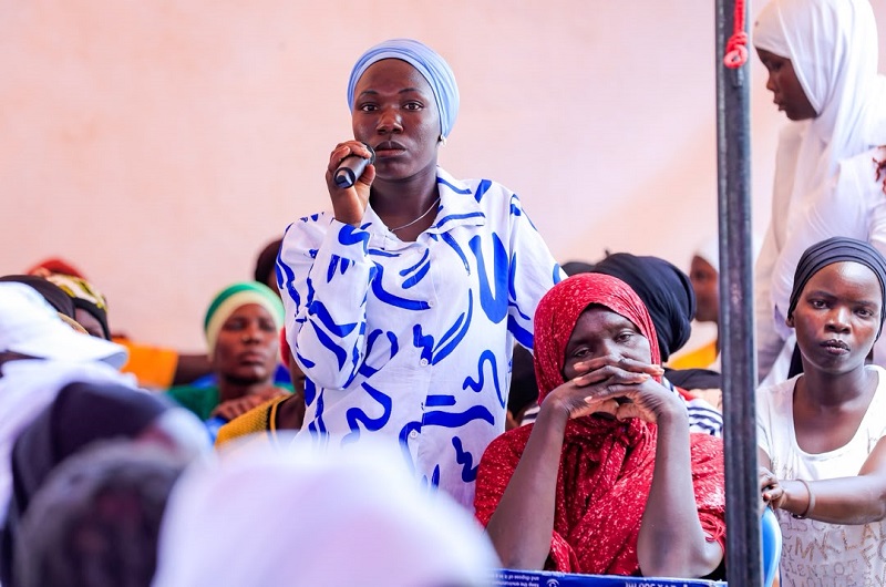 One of the residents stresses a point during the occasion in Yumbe district on Monday