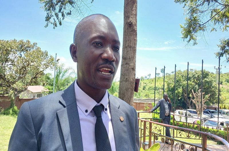 Bruno Manano, the Assistant RDC for Zombo district stressing a point during the meeting on Wednesday.