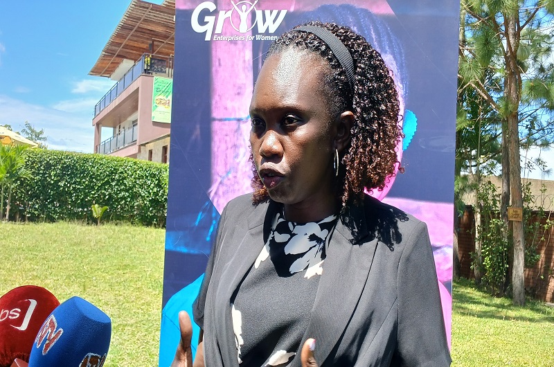 Fridah Mboni, a GROW project specialist at the Ministry of Gender, Labour and Social Development, assuring the public on timely implementation.