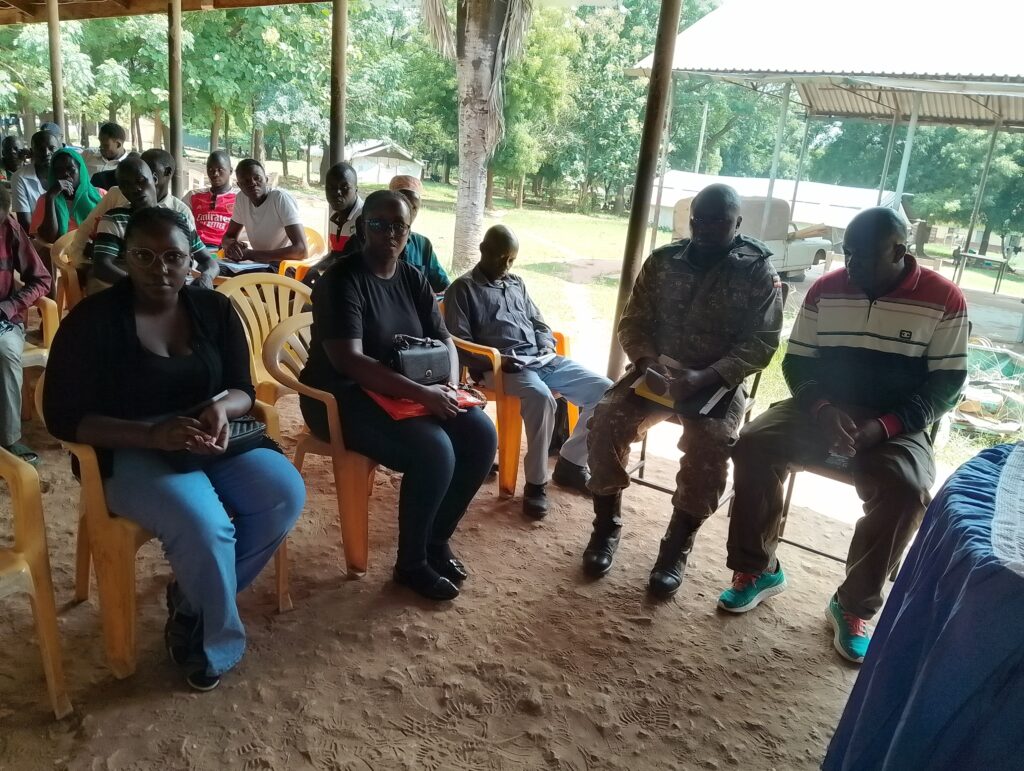 UWA senstizing degia community olali parish ogoko sub county madi okollo district on restocking animals in ajai wildlife reserve
