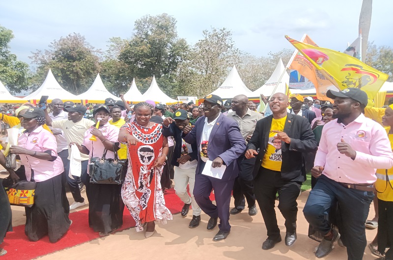 West Nile PLU Boss Atima being joined by RDC Hashaka, PLU leaders and members during the Koboko endorsement launch on Wednesday
